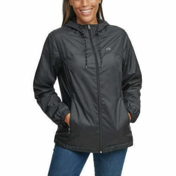 Fleece Lined Hooded Windbreakerblack 